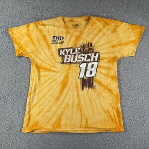 Kyle Busch Joe Gibbs Racing Team Collection T Shirt Mens Large Tie Dye Yellow